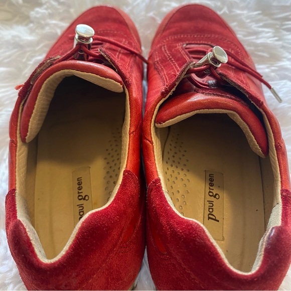 Paul Green Red Leather & Suede Elvis Sneakers | Size 6 - Picture 12 of 13